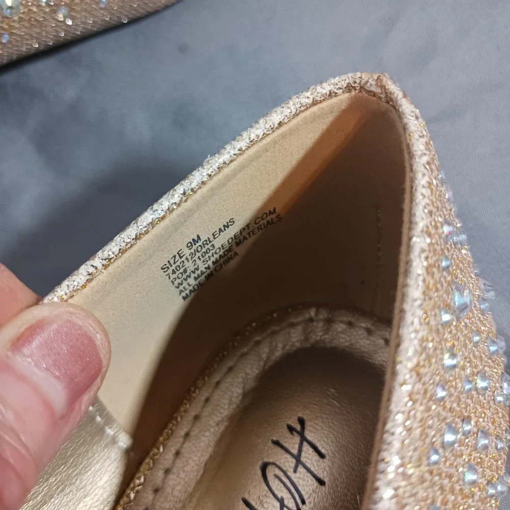 Hot Cakes Ballet Flats Womens 9M Gold Excellent Rhinestone Glitter Orleans
